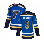 Adidas St. Louis Blues #9 Doug Gilmour Authentic Blue Drift Fashion NHL Jersey