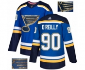 Adidas St. Louis Blues #90 Ryan O'Reilly Authentic Royal Blue Fashion Gold NHL Jersey