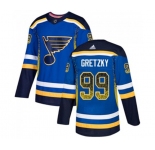 Adidas St. Louis Blues #99 Wayne Gretzky Authentic Blue Drift Fashion NHL Jersey