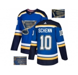 Men Adidas St. Louis Blues #10 Brayden Schenn Blue Home Authentic Fashion Gold Stitched NHL Jersey