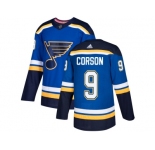 Men Adidas St. Louis Blues #9 Shayne Corson Blue Home Authentic Stitched NHL Jersey