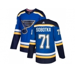 Men Adidas St.Louis Blues #71 Vladimir Sobotka Blue Home Authentic Stitched NHL Jersey