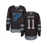 Men's Adidas St. Louis Blues #11 Brian Sutter Authentic Black 1917-2017 100th Anniversary NHL Jersey