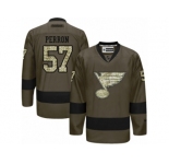 Men's Reebok St. Louis Blues #57 David Perron Authentic Green Salute to Service NHL Jersey