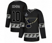 Men's St. Louis Blues #10 Brayden Schenn Authentic Black Team Logo Fashion 2019 Stanley Cup Champions Hockey Jersey