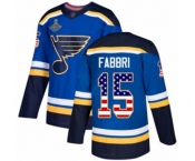 Men's St. Louis Blues #15 Robby Fabbri Authentic Blue USA Flag Fashion 2019 Stanley Cup Champions Hockey Jersey