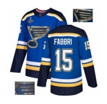 Men's St. Louis Blues #15 Robby Fabbri Authentic Royal Blue Fashion Gold 2019 Stanley Cup Champions Hockey Jersey
