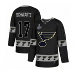 Men's St. Louis Blues #17 Jaden Schwartz Authentic Black Team Logo Fashion 2019 Stanley Cup Champions Hockey Jersey