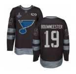 Men's St. Louis Blues #19 Jay Bouwmeester Authentic Black 1917-2017 100th Anniversary 2019 Stanley Cup Champions Hockey Jersey