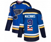 Men's St. Louis Blues #2 Al Macinnis Authentic Blue USA Flag Fashion 2019 Stanley Cup Champions Hockey Jersey