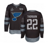 Men's St. Louis Blues #22 Chris Thorburn Authentic Black 1917-2017 100th Anniversary 2019 Stanley Cup Champions Hockey Jersey