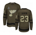 Men's St. Louis Blues #23 Dmitrij Jaskin Authentic Green Salute to Service 2019 Stanley Cup Champions Hockey Jersey