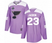 Men's St. Louis Blues #23 Dmitrij Jaskin Authentic Purple Fights Cancer Practice 2019 Stanley Cup Champions Hockey Jersey