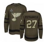 Men's St. Louis Blues #27 Alex Pietrangelo Authentic Green Salute to Service 2019 Stanley Cup Champions Hockey Jersey