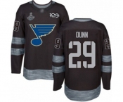 Men's St. Louis Blues #29 Vince Dunn Authentic Black 1917-2017 100th Anniversary 2019 Stanley Cup Champions Hockey Jersey