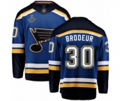 Men's St. Louis Blues #30 Martin Brodeur Fanatics Branded Royal Blue Home Breakaway 2019 Stanley Cup Champions Hockey Jersey