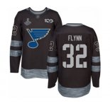 Men's St. Louis Blues #32 Brian Flynn Authentic Black 1917-2017 100th Anniversary 2019 Stanley Cup Champions Hockey Jersey