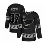 Men's St. Louis Blues #37 Klim Kostin Authentic Black Team Logo Fashion 2019 Stanley Cup Champions Hockey Jersey