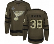 Men's St. Louis Blues #38 Pavol Demitra Authentic Green Salute to Service 2019 Stanley Cup Champions Hockey Jersey
