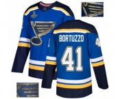 Men's St. Louis Blues #41 Robert Bortuzzo Authentic Royal Blue Fashion Gold 2019 Stanley Cup Champions Hockey Jersey