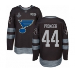 Men's St. Louis Blues #44 Chris Pronger Authentic Black 1917-2017 100th Anniversary 2019 Stanley Cup Champions Hockey Jersey