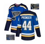 Men's St. Louis Blues #44 Chris Pronger Authentic Royal Blue Fashion Gold 2019 Stanley Cup Champions Hockey Jersey