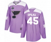 Men's St. Louis Blues #45 Luke Opilka Authentic Purple Fights Cancer Practice 2019 Stanley Cup Champions Hockey Jersey