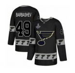 Men's St. Louis Blues #49 Ivan Barbashev Authentic Black Team Logo Fashion 2019 Stanley Cup Champions Hockey Jersey