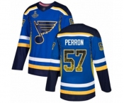 Men's St. Louis Blues #57 David Perron Authentic Blue Drift Fashion 2019 Stanley Cup Champions Hockey Jersey