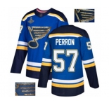 Men's St. Louis Blues #57 David Perron Authentic Royal Blue Fashion Gold 2019 Stanley Cup Champions Hockey Jersey