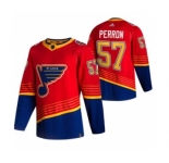 Men's St. Louis Blues #57 David Perron Red 2020-21 Reverse Retro Alternate Hockey Jersey