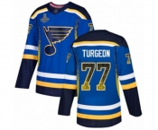 Men's St. Louis Blues #77 Pierre Turgeon Authentic Blue Drift Fashion 2019 Stanley Cup Champions Hockey Jersey