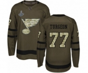 Men's St. Louis Blues #77 Pierre Turgeon Authentic Green Salute to Service 2019 Stanley Cup Champions Hockey Jersey