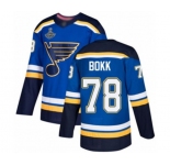 Men's St. Louis Blues #78 Dominik Bokk Authentic Royal Blue Home 2019 Stanley Cup Champions Hockey Jersey