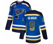 Men's St. Louis Blues #9 Doug Gilmour Authentic Blue Drift Fashion 2019 Stanley Cup Champions Hockey Jersey