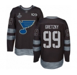 Men's St. Louis Blues #99 Wayne Gretzky Authentic Black 1917-2017 100th Anniversary 2019 Stanley Cup Champions Hockey Jersey