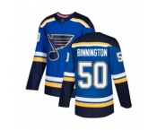 St. Louis Blues #50 Jordan Binnington Authentic Royal Blue Home Hockey Jersey