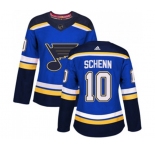 Women Adidas St. Louis Blues #10 Brayden Schenn Authentic Royal Blue Home NHL Jersey