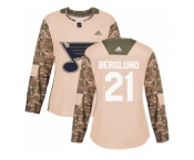 Women Adidas St. Louis Blues #21 Patrik Berglund Camo Authentic 2017 Veterans Day Stitched NHL Jersey