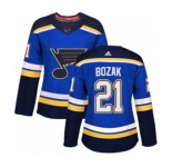 Women Adidas St. Louis Blues #21 Tyler Bozak Premier Royal Blue Home NHL Jersey
