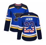 Women Adidas St. Louis Blues #23 Dmitrij Jaskin Authentic Blue USA Flag Fashion NHL Jersey