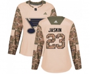 Women Adidas St. Louis Blues #23 Dmitrij Jaskin Authentic Camo Veterans Day Practice NHL Jersey