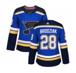 Women Adidas St. Louis Blues #28 Kyle Brodziak Premier Royal Blue Home NHL Jersey