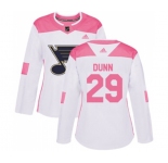 Women Adidas St. Louis Blues #29 Vince Dunn Authentic White Pink Fashion NHL Jersey