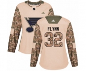 Women Adidas St. Louis Blues #32 Brian Flynn Authentic Camo Veterans Day Practice NHL Jersey