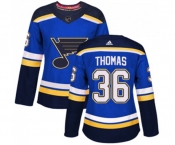 Women Adidas St. Louis Blues #36 Robert Thomas Authentic Royal Blue Home NHL Jersey