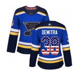 Women Adidas St. Louis Blues #38 Pavol Demitra Authentic Blue USA Flag Fashion NHL Jersey