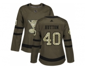Women Adidas St. Louis Blues #40 Carter Hutton Green Salute to Service Stitched NHL Jersey
