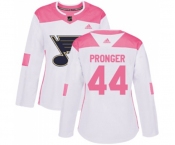 Women Adidas St. Louis Blues #44 Chris Pronger Authentic White Pink Fashion NHL Jersey