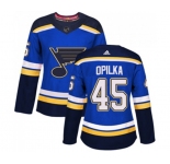 Women Adidas St. Louis Blues #45 Luke Opilka Premier Royal Blue Home NHL Jersey